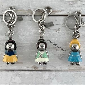 NWT COACH X Disney Princess Cinderella Snow White Tiana Bear Bag Charm Keychain